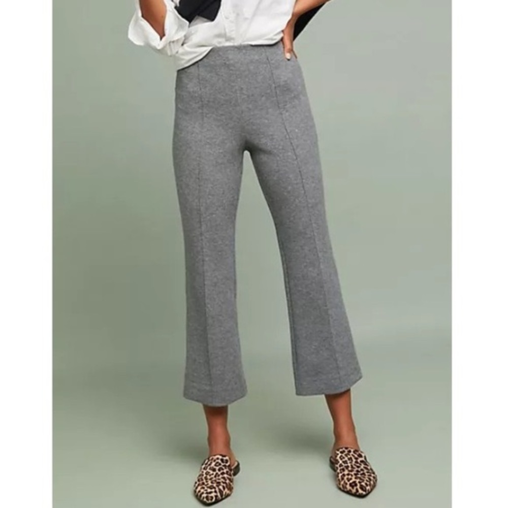 Anthropologie Gray Crop Flare Pants